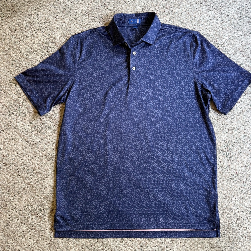 Stitch Golf Men's Navy Bubble Pattern Polo Shirt Size Large